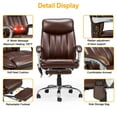thumbnail image 5 of Homrest Ergonomic Executive Office Chair w/ Adjustable Lumbar Back Support and Massage Home Office Desk Chair,Brown, 5 of 7