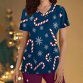 thumbnail image 1 of EGNMCR Hauts de Sarrau d'Infirmière pour Femmes, Uniforme de Travail Imprimé de Noël, Manches Courtes, Col en V, Blouse T-shirt de Tenue de Travail avec Poches, Costumes de Noël, 1 of 5