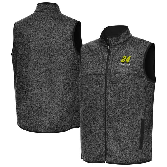 Men's-Antigua Heather Black William Byron Fortune Full-Zip Vest