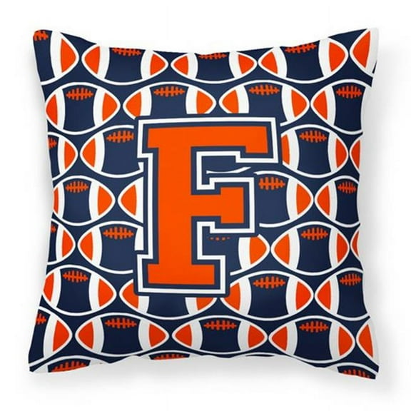 Letter F Football Orange, Blue and white Fabric Decorative Pillow