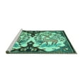 thumbnail image 2 of Ahgly Company Machine Washable Indoor Square Persian Turquoise Blue Traditional Area Rugs, 4' Square, 2 of 4