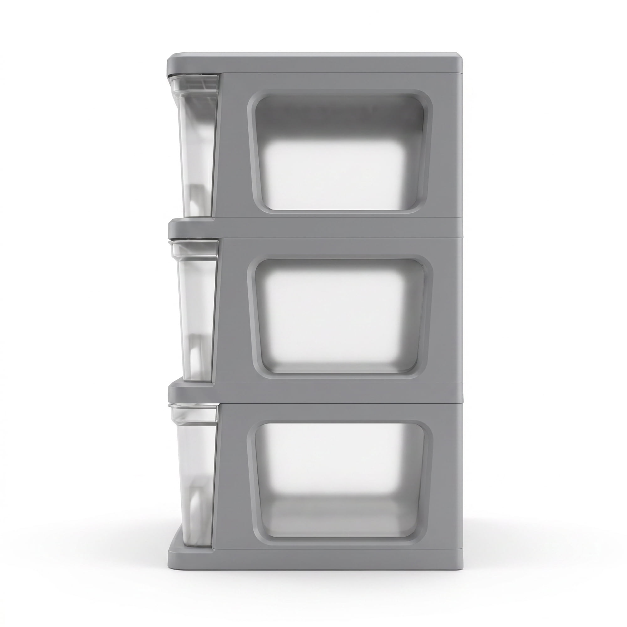 Starplast 3-Drawer Organization Tower Medium Storage Cart, Silver Plastic