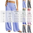 thumbnail image 3 of KIHOUT Womens Striped Waist Wide Leg Pants High Rise Elastic Back Casual Loose Fit Straight Leg Trousers with Pockets Daily Wear, 3 of 7