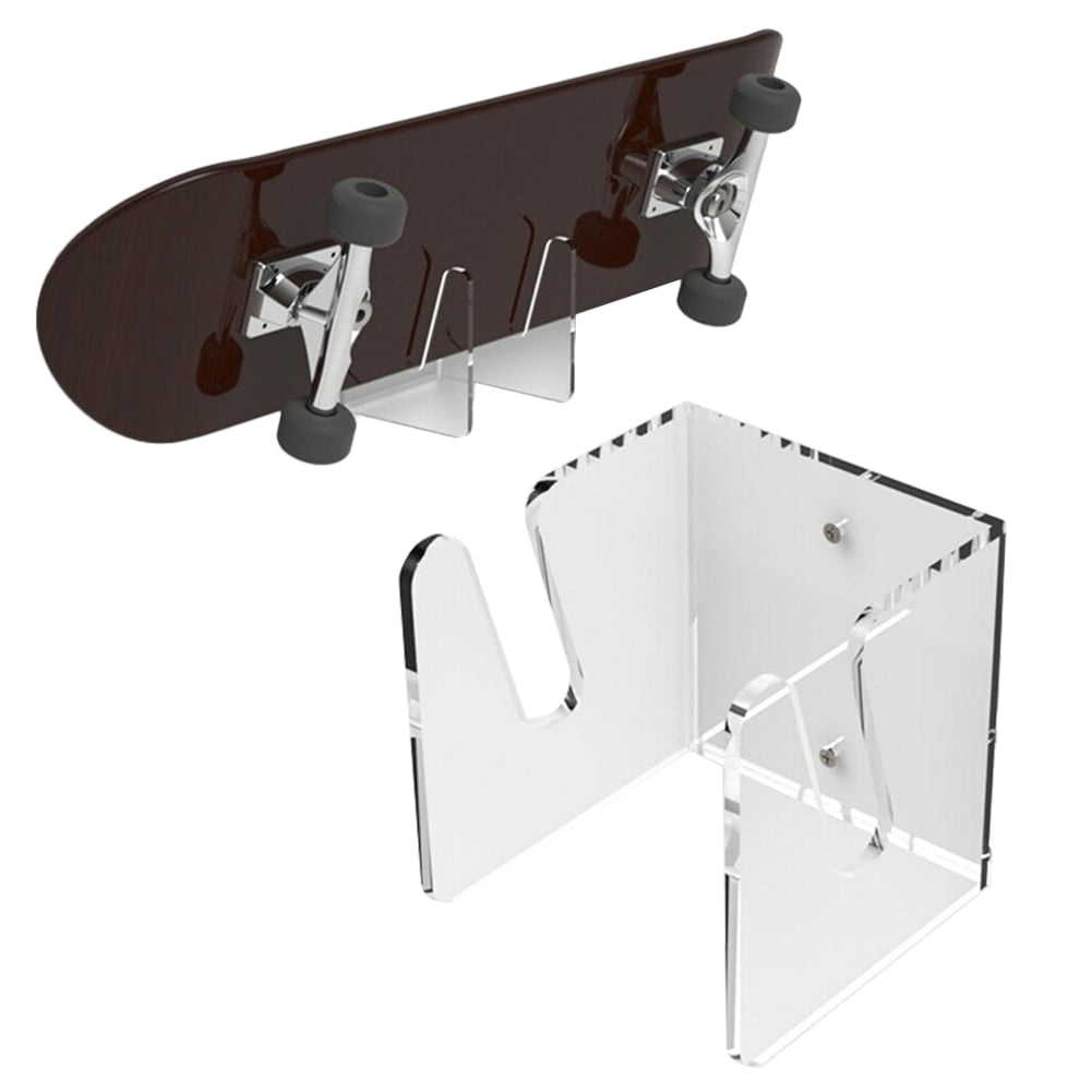 2 Pair Acrylic Skateboard Wall Mounted Display Bracket Rack Holder Storage 