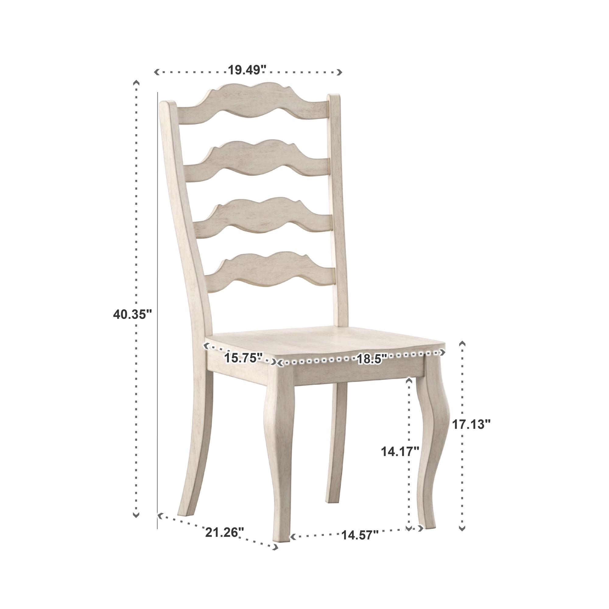 Weston Home Farmhouse French Ladder Back Wood Dining Side Chairs, Antique White (Set of 2)