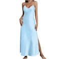 thumbnail image 3 of Bovxnpu Women's Nightgown Sleeveless Sleepshirt Long Maxi Pajama Dress Nightshirt V-Neck Sleeveless Split Hem Summer Casual Sleepwear, 3 of 9