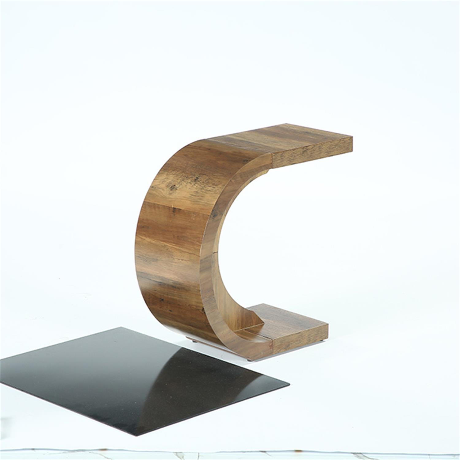 Demi Bonn 25" Coffee Table, C-Shaped Modern Accent Table Hallway Table for Home Living Room, Office, Brown