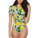 thumbnail image 1 of Balery Lemon1 Body de cuello redondo de manga corta para mujer Tops de manga corta Tops básicos-Large, 1 of 7