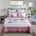 thumbnail image 4 of MarCielo  3 Piece Printed Quilt Set Lightweight Bedspread Set Lily Cosmetic Red - Queen, 4 of 6
