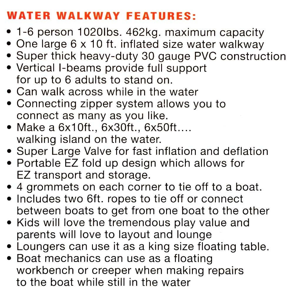 Wow Boat Inflatable Floating Mat 12-2030 | Water Walkway 10 x 6 FT
