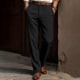 thumbnail image 2 of hotojiny Mens Dress Pants Classic Fit Straight Leg Stretch Slacks Comfort Pleated Khaki Pants Casual Business Golf Pants for Work, 2 of 7