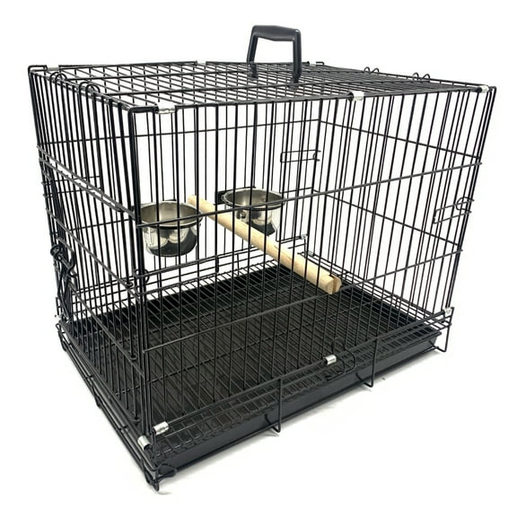 Pet Products Parrot Bird Travel Vet Carrier Cage, Black