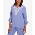 thumbnail image 6 of Alfred Dunner Womens Petite  Embroidered Top With Tie Sleeves, 6 of 6
