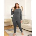 thumbnail image 2 of TIYOMI Women's Plus Size Thermal Underwear Suits 3X Dark Grey Crewneck Thermal Shirts Long Johns Fleece Lined Base Layer Top and Bottom Sets Loose Fit Fall Winter Pajama, 2-Pack 3XL 22W 24W, 2 of 4
