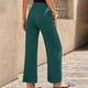 thumbnail image 2 of Pantalones De Pierna Ancha Ajuste Casual Color Puro Elasticidad Transpirable Rayas Pantalones Largos De Mujer Verde M, 2 of 5