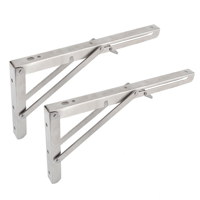 Par de soportes plegables triangulares de 12 pulgadas, soporte de estante plegable con rodamiento de 330 libras para banco de mesa de garaje