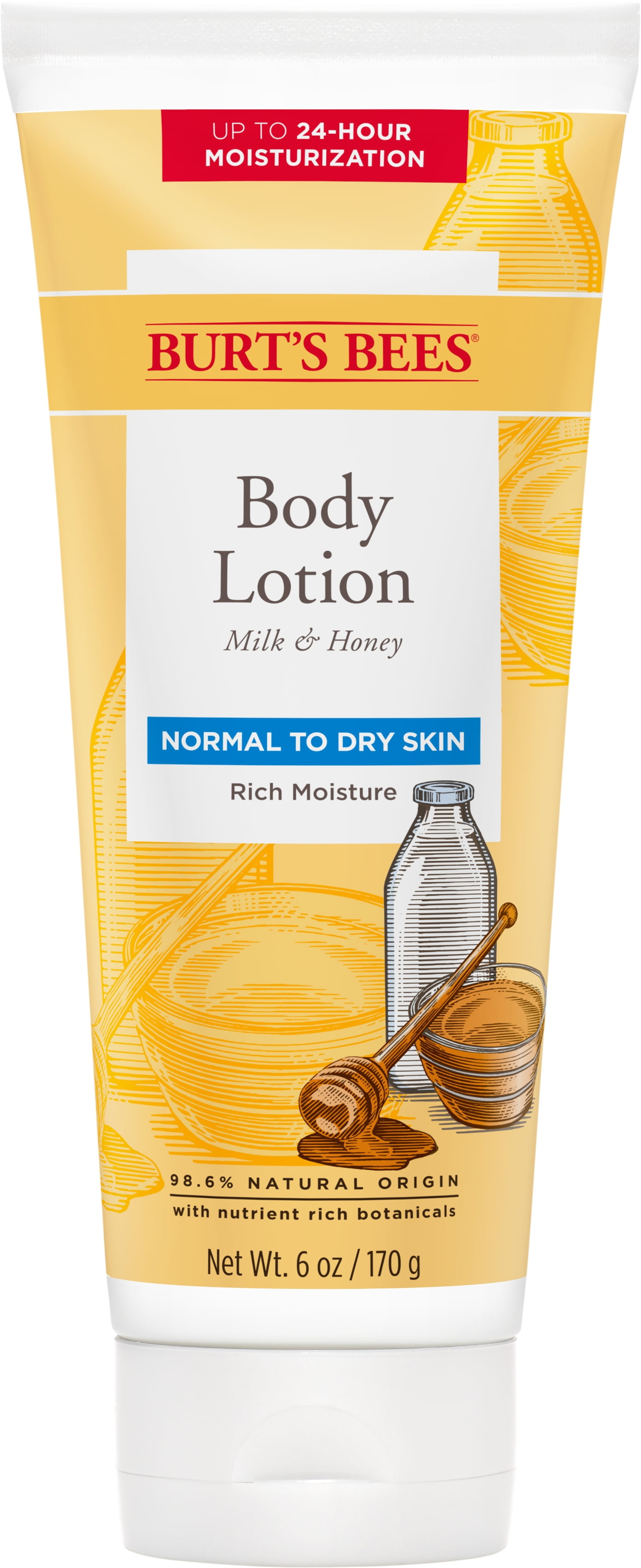 Burt's Bees Milk & Honey Body Lotion, Normal to Dry Skin 6 Ounce ...