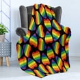 thumbnail image 4 of Pride Soft Flannel Fleece Blanket, Rainbow Colored Striped Heart Shapes on Black Backdrop Gay Lesbian Love Parade Print, Cozy Plush for Indoor and Outdoor Use, 50" x 60", Multicolor, by Ambesonne, 4 of 5