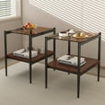 thumbnail image 2 of Coffee Tables Set of 2 Rectangle End Table, Tempered Glass Tabletop with MDF layer, Modern Table for Living Room , Brown Glass,End Tables, 2 of 14