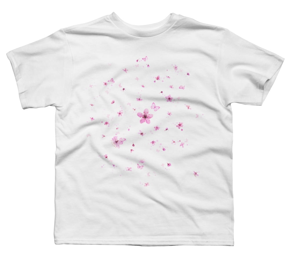 Japanese Cherry Blossoms Breeze Boys White Graphic Tee - Design By Humans L