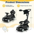 thumbnail image 3 of Costway 3-in-1 Ride on Push Car with Adjustable Canopy & Steering Push Bar Black, 3 of 10