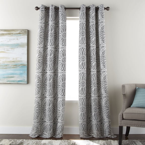 Lanco Tegan Room Darkening Window Curtain Panel with Grommet Top, Grey, 37 x 84" (Set of 2)