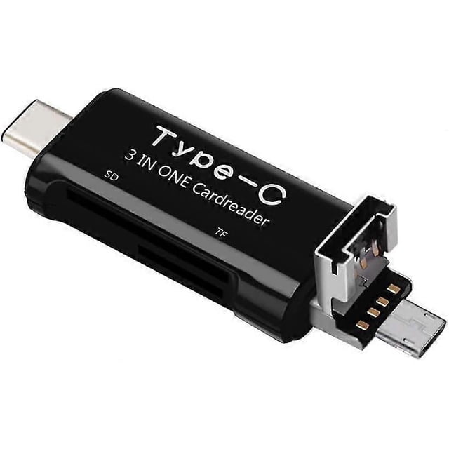 Sd Card Reader, Micro Sd/tf Compact Flash Card Reader, Portable Memory Card Reader With 3-in-1 Usb Type C/micro Usb Male Adapter, Suitable For & Pc, L