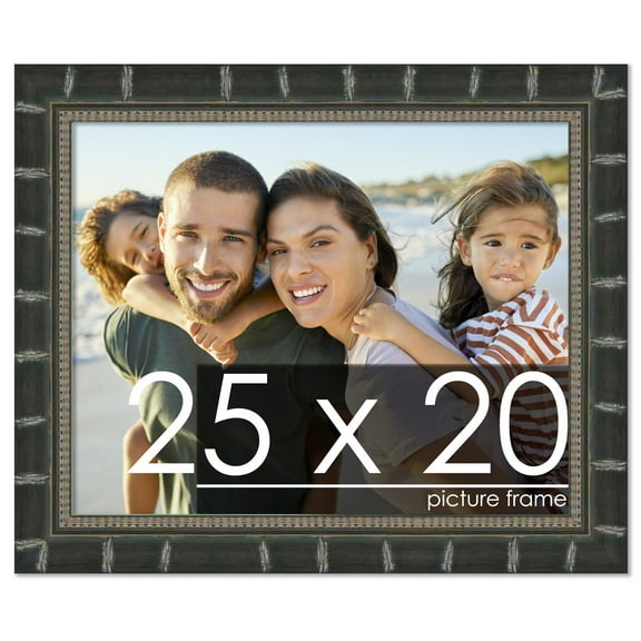 25x20 Bamboo Black Complete Wood Picture Frame with UV Acrylic, Foam Board Backing, & Hardware