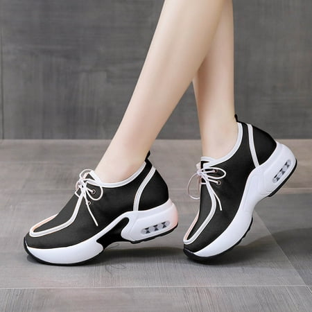 

TIANEK Shoes For Women Fashionable Outdoor Thick Sole Colorblock Lace-Up Deep Mouth Breathable Sneakers