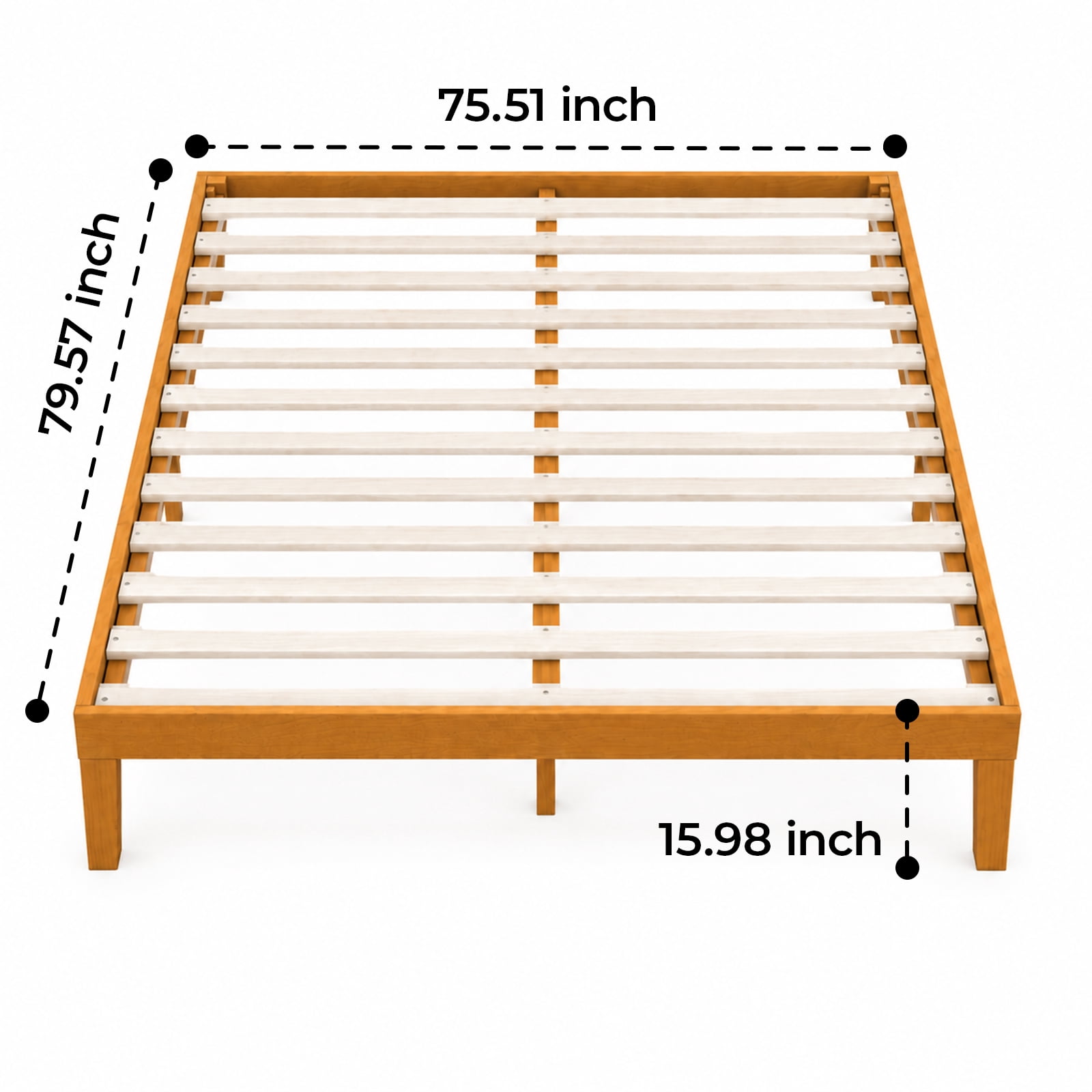 Alvantor Natural Pine Platform Bed Frame, 16" High, Sturdy Wood Sturdy Slats, Noise-Free Design, No Box Spring, Easy Assembly