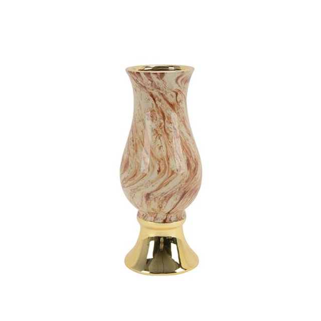 Benzara BM190471 Contemporary Style Decorative Ceramic Vase with Flared Top & Bottom - Multi Color