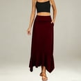 thumbnail image 2 of Wxolcjlv Womens Solid Handkerchief Hem Maxi Skirt Fold Over Waist With Side Pockets Casual Long Skirts, 2 of 4