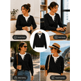 thumbnail image 4 of DOKOTOO Women's Casual Layered Knit Sweater Top Crewneck Long Sleeve Lightweight Pullover Shirt Button Detail Soft Sweaters Women S-2XL, 4 of 10