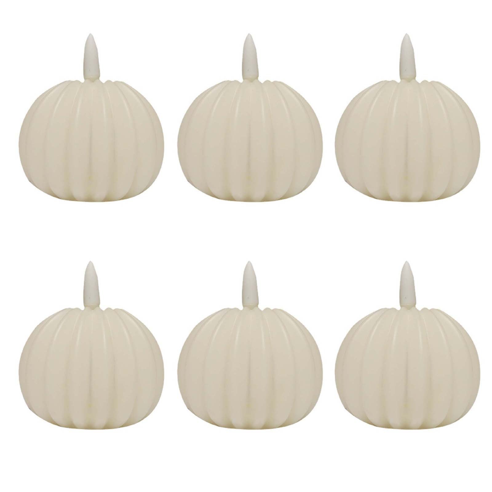 Aodebiao 6pcs Battery Operated Flameless Pumpkin Candle LED Flickering Light Fall Decor Halloween Thanksgiving Tabletop Centerpiece Home Party Decoration
