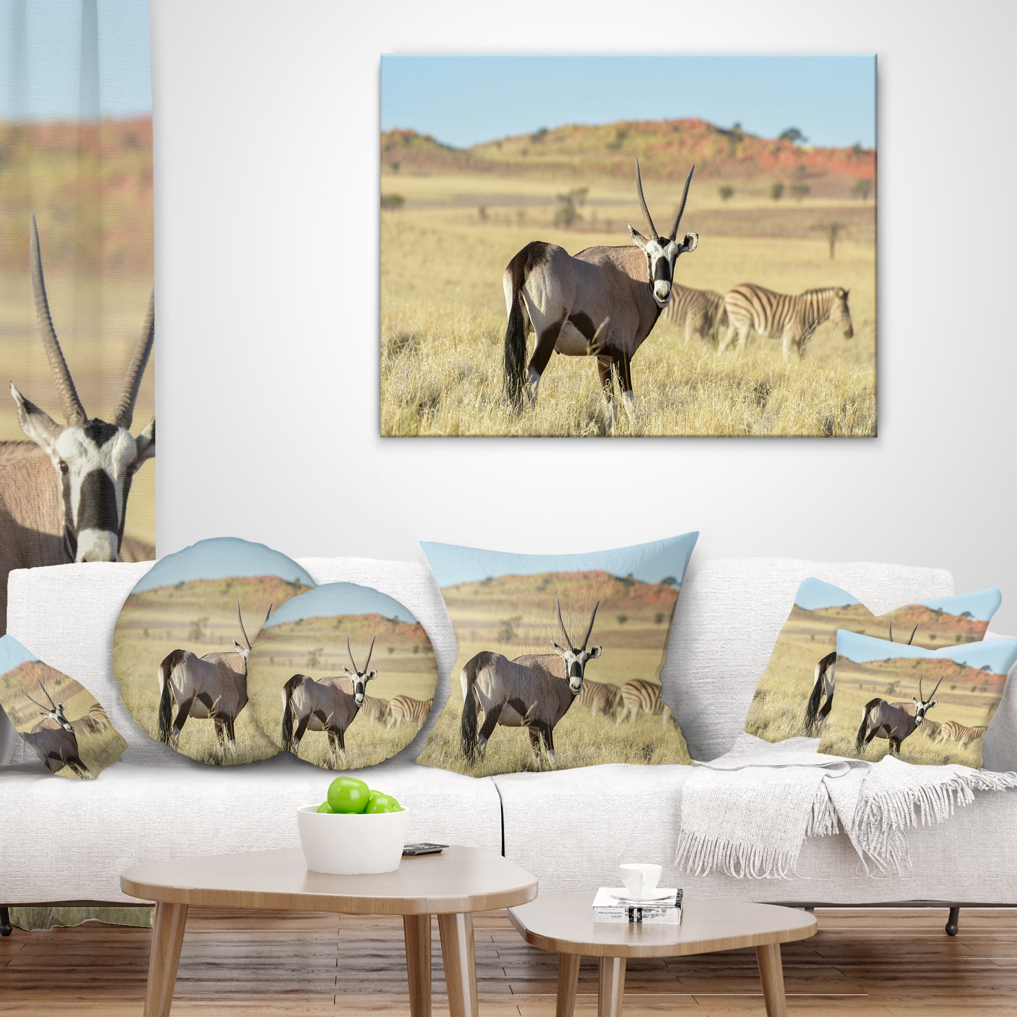 Designart Wildlife in Namibia Grassland - African Throw Pillow - 18x18