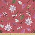 thumbnail image 1 of Floral Fabric by the Yard Upholstery, Diagonal Design Warm Tone Nuts Leaves Flowers and Branches Scattered, Decorative Fabric for DIY and Home Accents, Coral and Slate Brown by Ambesonne, 1 of 5