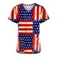 thumbnail image 1 of Día de la Independencia de las mujeres con cuello en V Casual manga corta bolsillos impresos señoras Tops blusa uniforme Pompotops hkajfhjk465371, 1 of 4