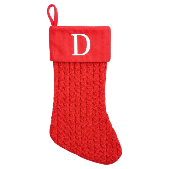 Cable Knit Monogram "D" Christmas Stocking, Red and White, 18", by Holiday Time