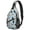 Pug and Dog Paw Print Blue Pattern, variant on Pug and Dog Paw Print Blue Pattern Sling Backpack, Unisex Cycling Crossbody Bag with Side Mesh Pockets, Earphone Hole Port Gift Ideas for Hiking Cycling Walking