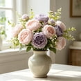 thumbnail image 6 of JHyouerji Faux Peony Rose Artificial Flower Bouquet 13x2 Inch Lavender Plastic Floral Stem for Wedding Table Home Vase Decor, 6 of 7
