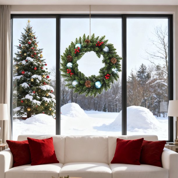 30cm Christmas Wreath Berry Vines Hanging Garland For Front Door Decorations Holidays Home Festival Party Presen