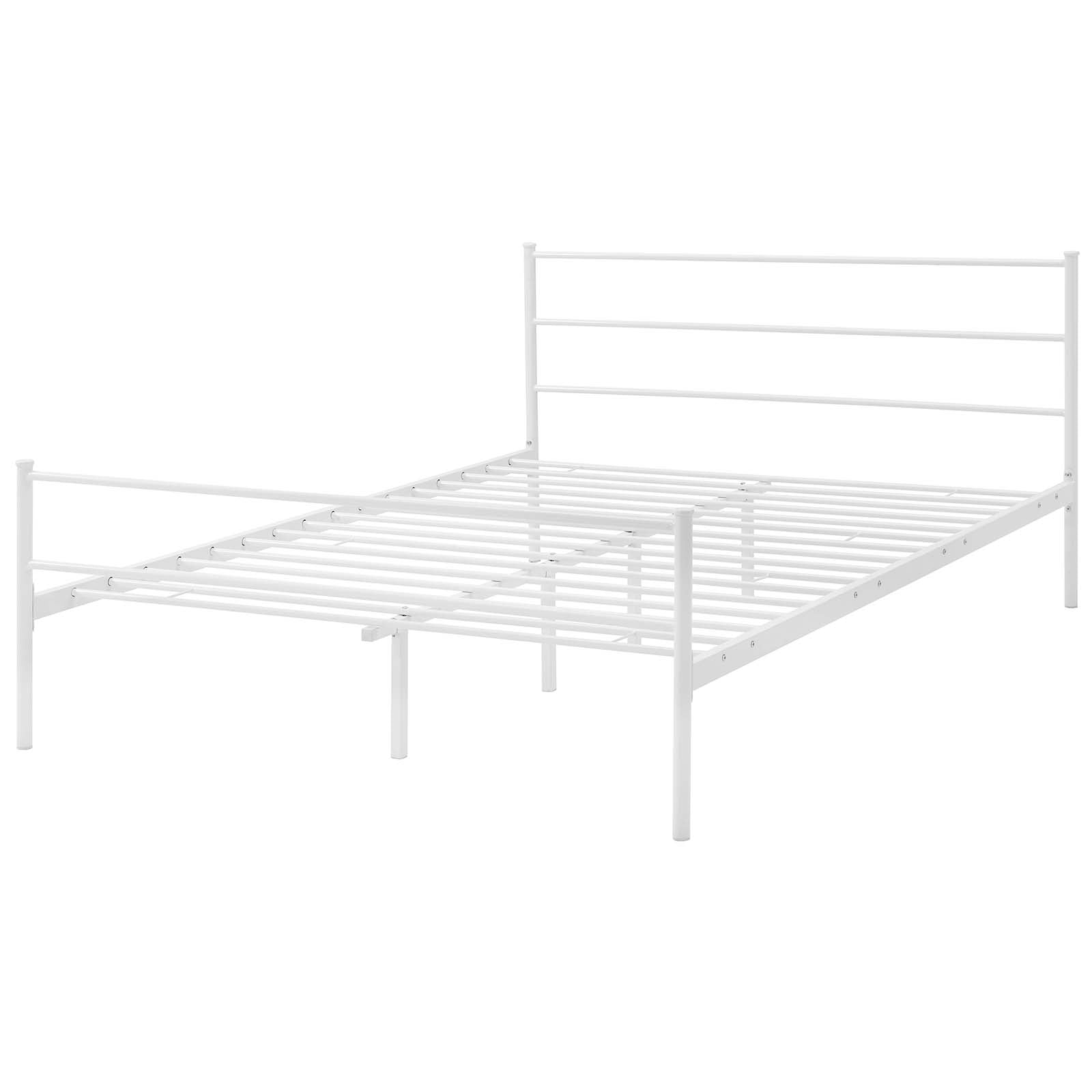 Cottage Elegance Queen Metal Platform Bed with Vintage Frame in White