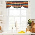 thumbnail image 3 of Farmhouse Orange Blue Yellow Tie Up Valance Curtains for Windows, Kitchen Curtains Window Treatments, Vintage Wood Country Short Window Shades Valances for Bedroom Bathroom Cafe 42"x12", 3 of 8