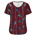 thumbnail image 5 of JTZGDY Women's Summer Tops Floral Pattern Printed Short Sleeve Dressy Chiffon Ruched Blouses Sexy V Neck Work Tunic Tops Casual Loose T-Shirts Red#02 M, 5 of 7