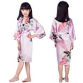 thumbnail image 2 of KYAIGUO Kids Girls Silky Satin Kimono Robe for Wedding Spa Party 2-14Y Flower Girl Summer Bathrobes Sleepwear with Bow-Tie Belt Cardigan Longsleeve Floral Loungwear, 2 of 9