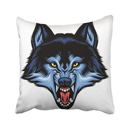 ARHOME Dog Angry Wolf Head Show His Sharp Teeth Mascot Mean Face Howling Beast Barking Pillow Case Pillow Cover 18x18 inch Throw Pillow