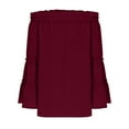 thumbnail image 4 of HongQid Womens Off The Shoulder Long Bell Sleeve Tops Flared Casual Loose Blouse, 4 of 6