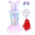thumbnail image 1 of Disfraz de la Sirenita Ariel para niños y niñas, vestido de fiesta de cumpleaños, Halloween Fivean unisex, 1 of 2