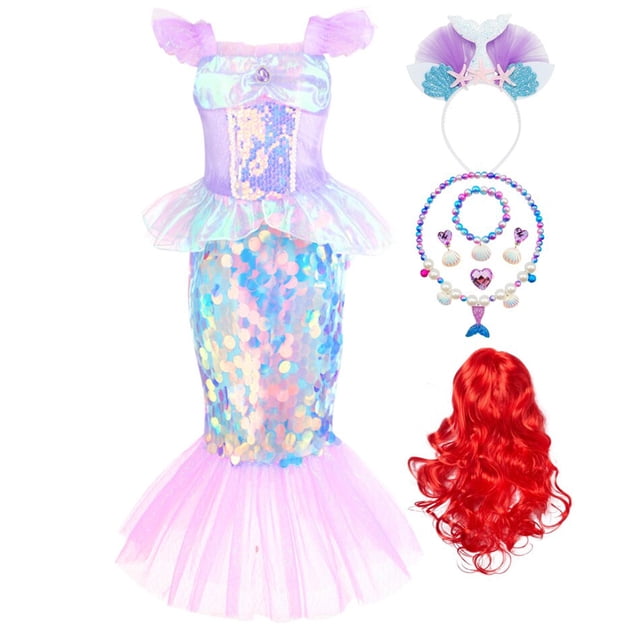 Disfraz de la Sirenita Ariel para niños y niñas, vestido de fiesta de cumpleaños, Halloween Fivean unisex