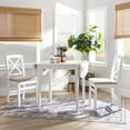 thumbnail image 2 of Linon Ervin Three Piece Drop Leaf Upholstered Small Dining Set in White Wood, 2 of 19